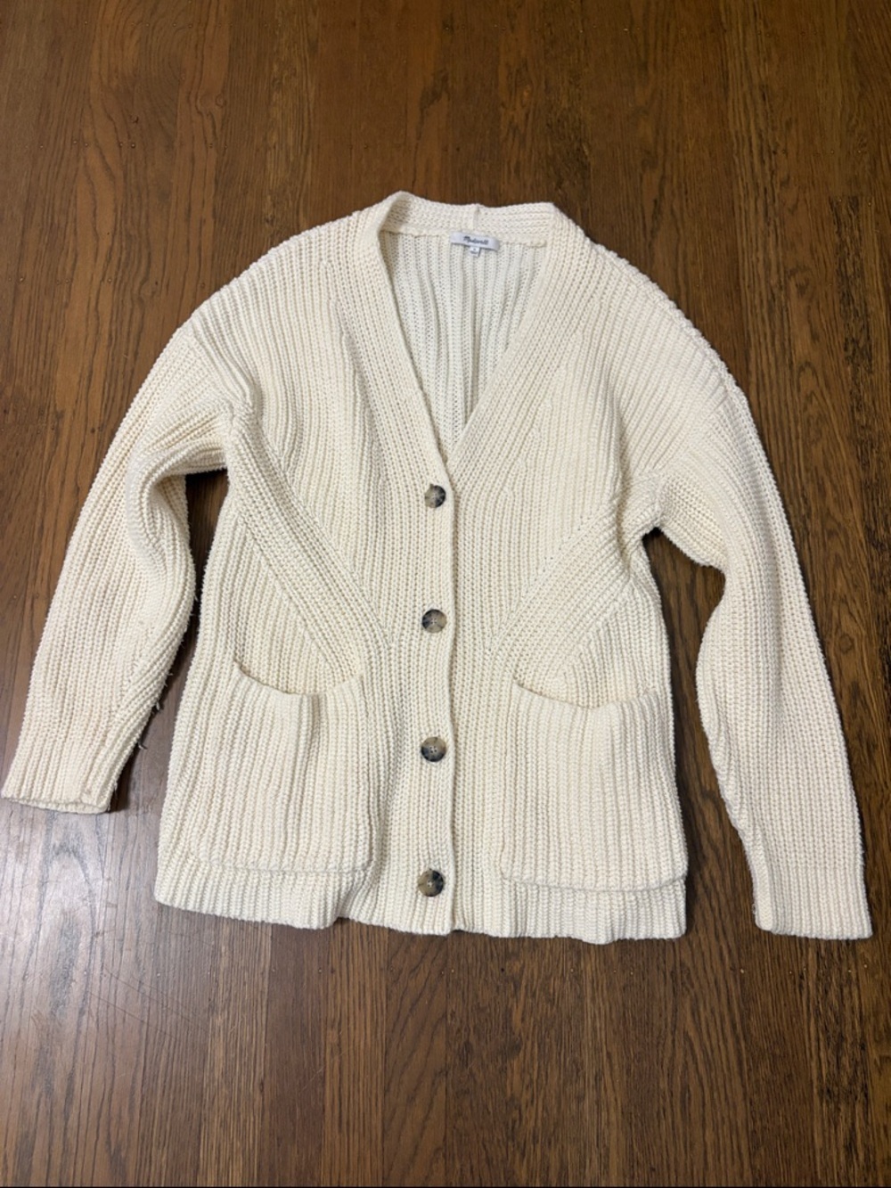 Madewell Textural-Stitch V-Neck Cardigan Sweater size large